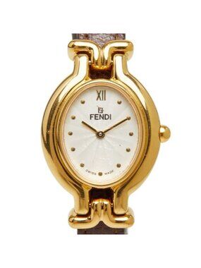 Fendi Orologi Chameleon Change Strap Watch White Gold Multicolor Plated Leather